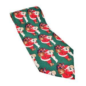 Men's Vintage Christmas Neck Tie Silk Italy Santa Italy USA